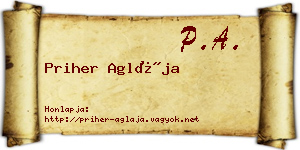 Priher Aglája névjegykártya